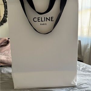 Celine White Tote with Black Handles